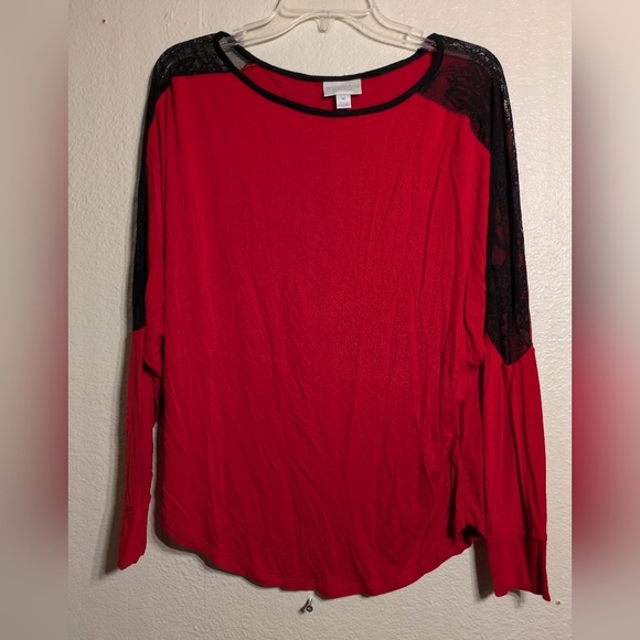 Bisou Bisou Tops - Bisou Bisou Women's Red Lace Sleeve Top Size Medium